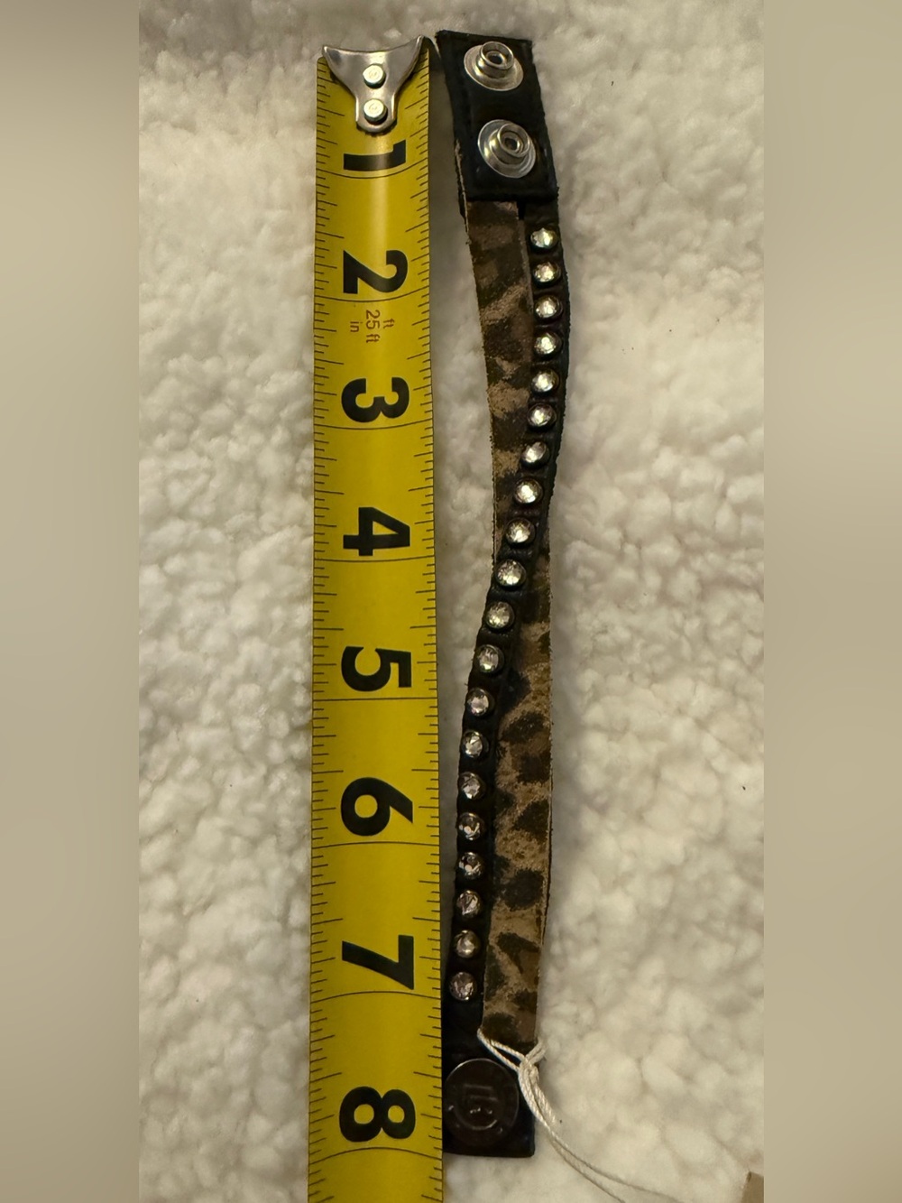 Leatherock Crystal Studded Leather Wrap Bracelet in Black and Tan - Picture 4 of 5
